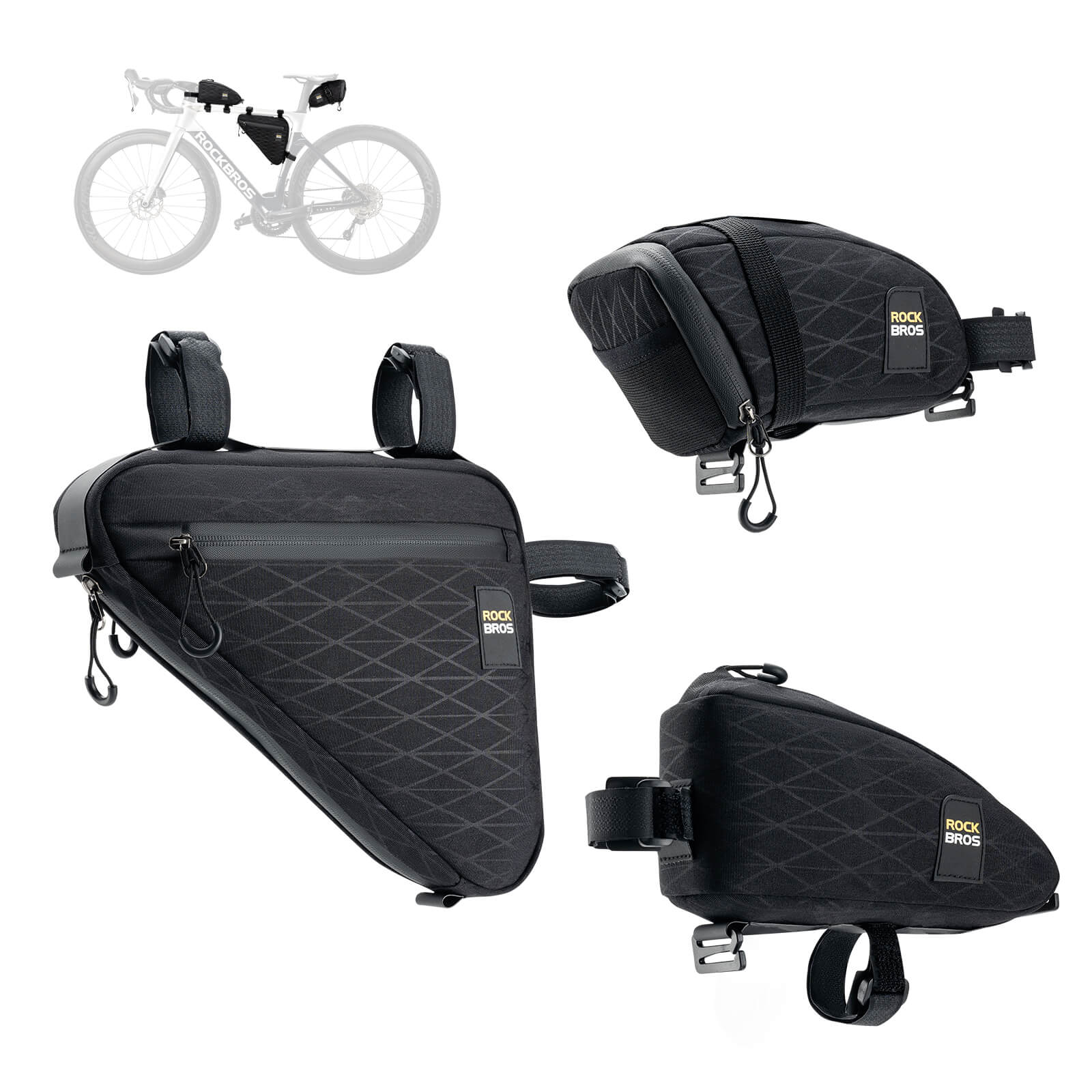 Fahrradtasche Set Rahmentasche*2+Satteltasche*1 mit Verstellbarer Schu –