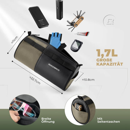 Fahrradtasche Zylindrische Lenkertasche 1,7L mit Schultergurt ROCKBROS