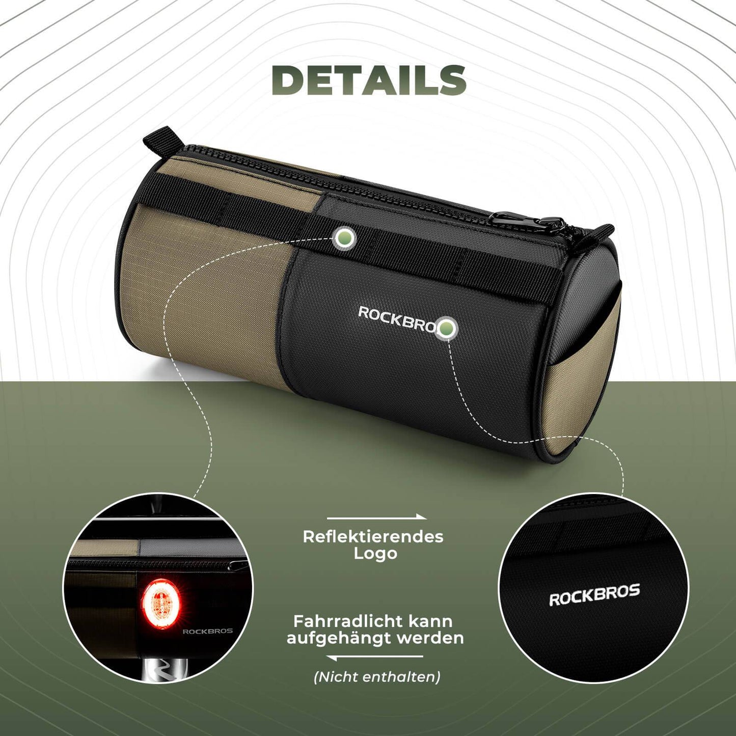Fahrradtasche Zylindrische Lenkertasche 1,7L mit Schultergurt ROCKBROS