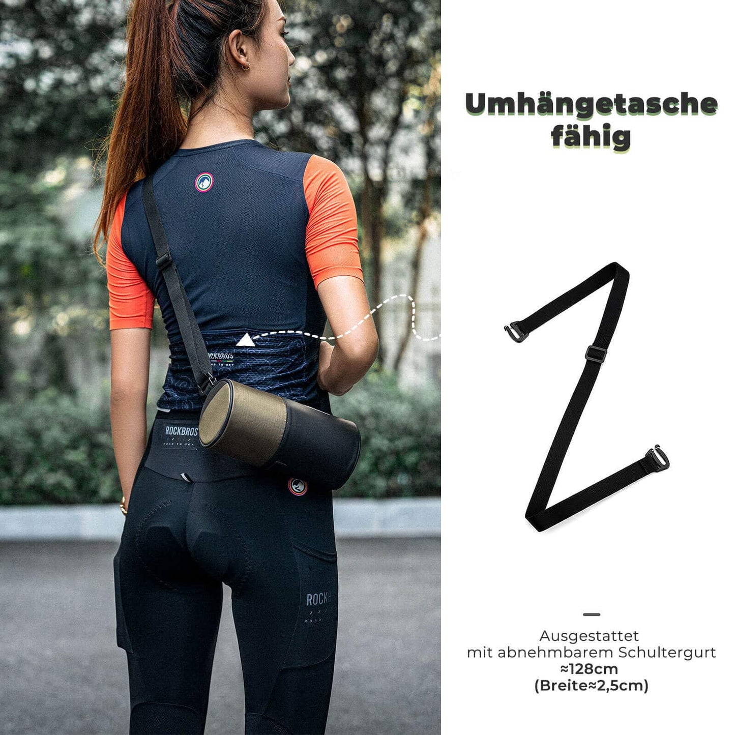 Fahrradtasche Zylindrische Lenkertasche 1,7L mit Schultergurt ROCKBROS