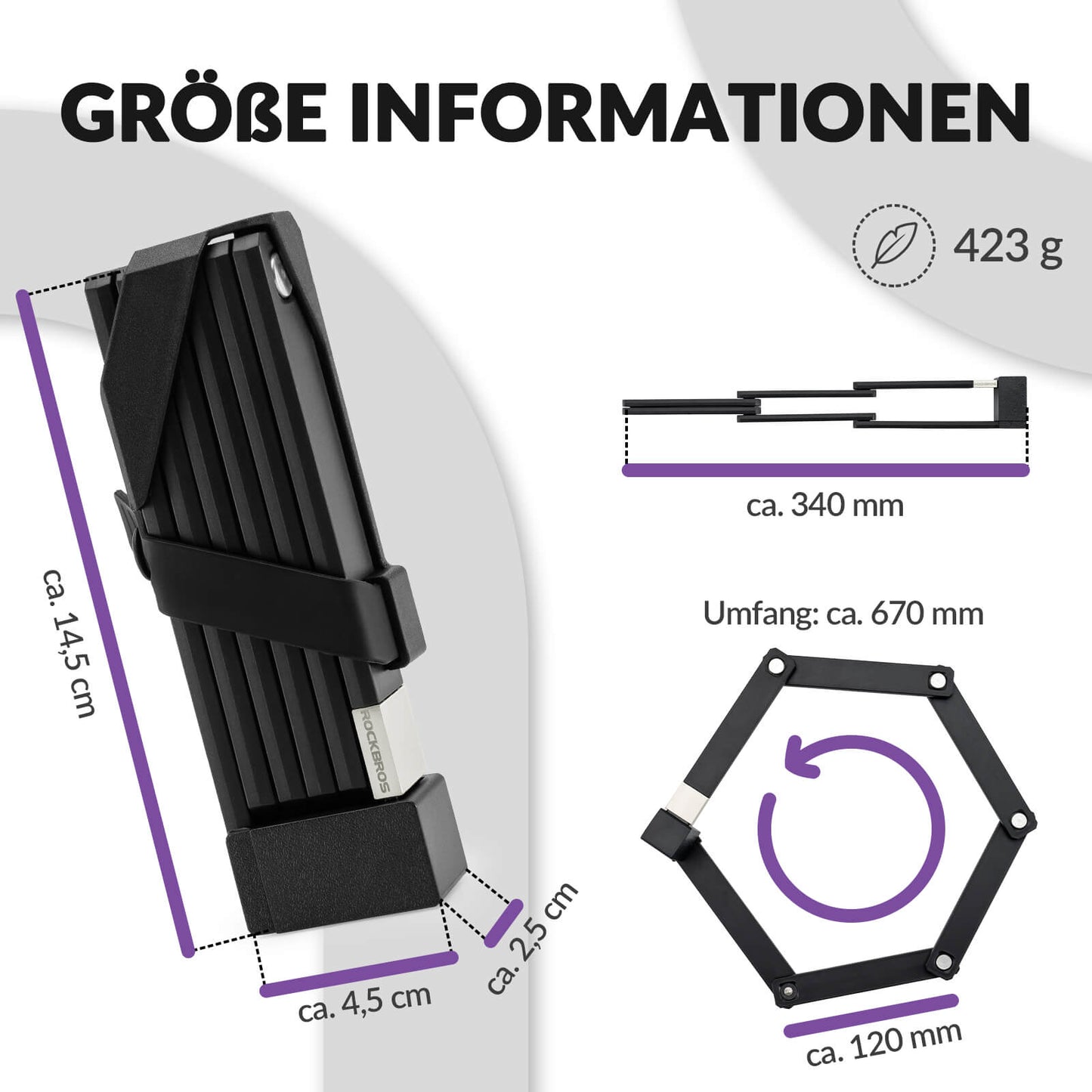Faltschloss Fahrradschloss mit Halterung ROCKBROS