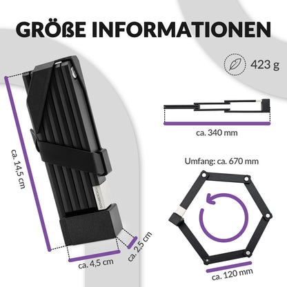 Faltschloss Fahrradschloss mit Halterung ROCKBROS