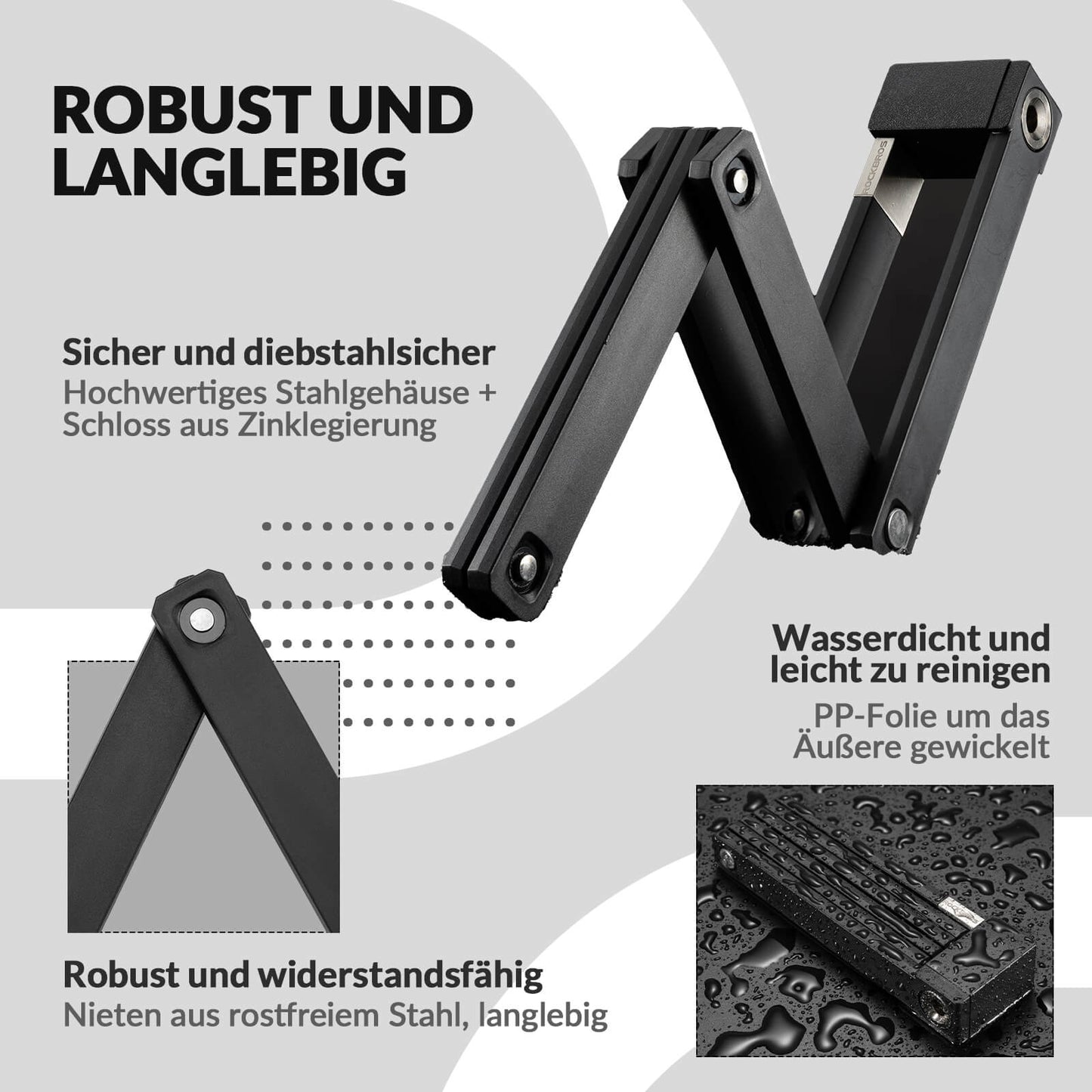 Faltschloss Fahrradschloss mit Halterung ROCKBROS