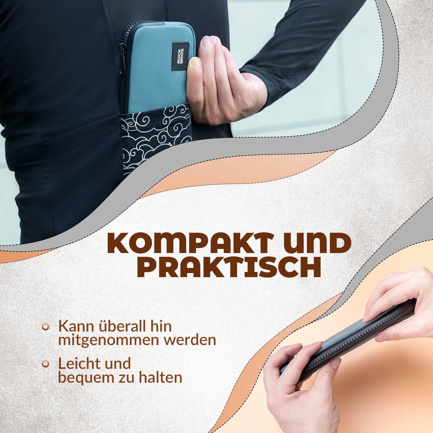 Geldbörse Portemonnaie Geldbeutel Handytasche für Kreditkarte Schlüssel ROCKBROS