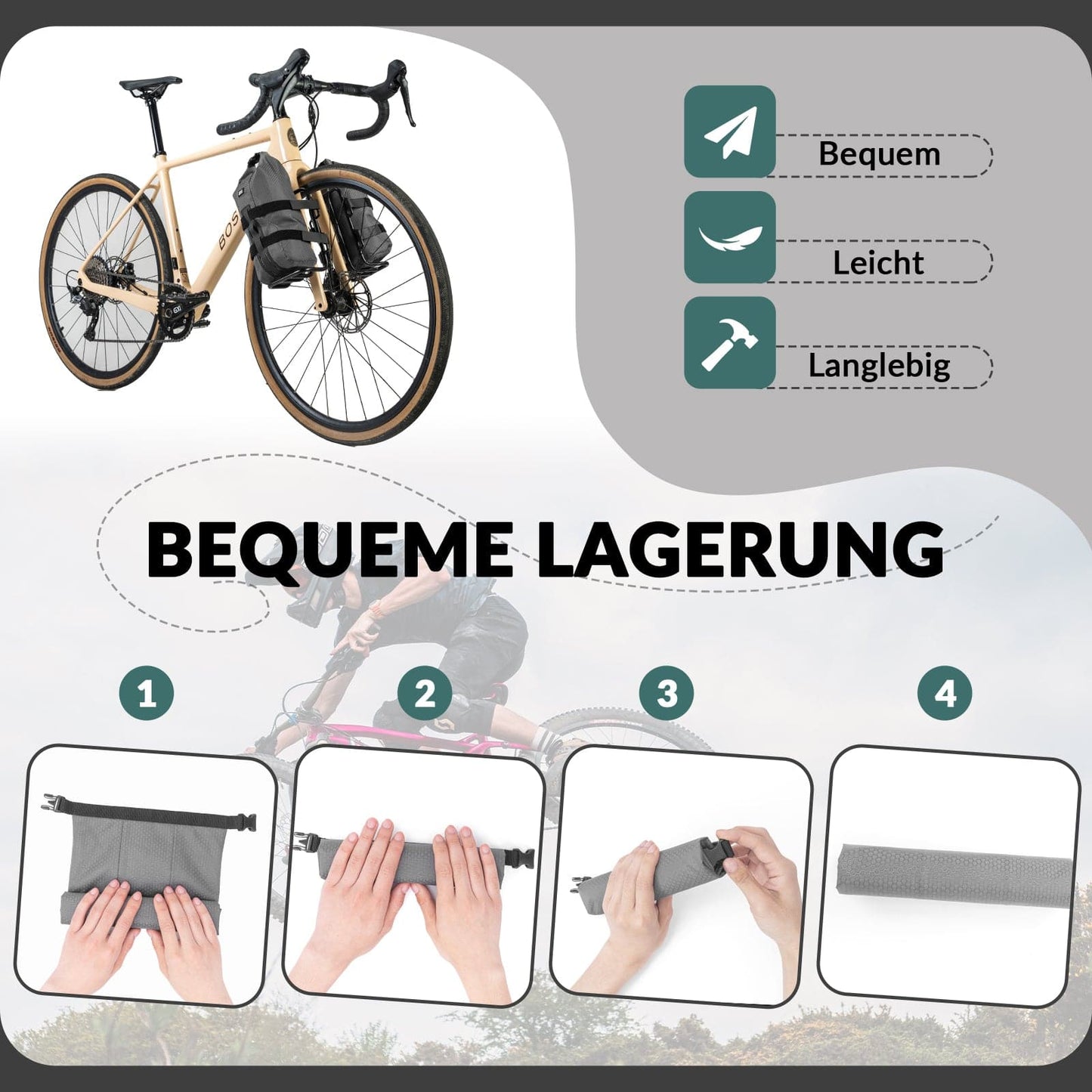 Gepäckträgertasche Gepäckträger für Vordergabel 2,7 L, Wasserdicht ROCKBROS