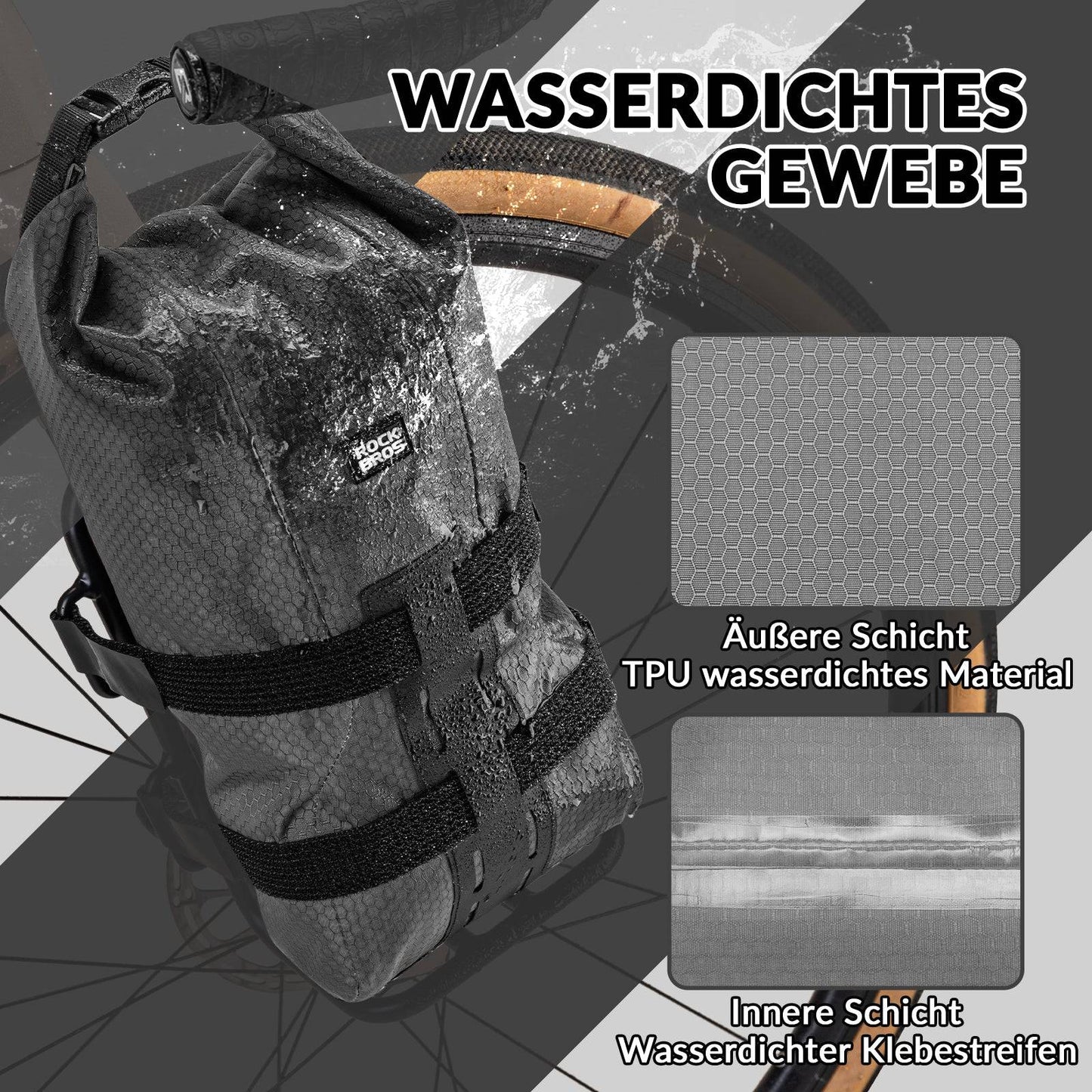 Gepäckträgertasche Gepäckträger für Vordergabel 2,7 L, Wasserdicht ROCKBROS