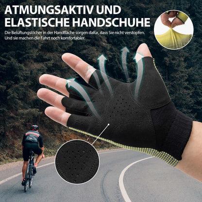 Halbfinger-Radhandschuhe Rutschfest Elastisch Unisex Gelb M-XXL ROCKBROS