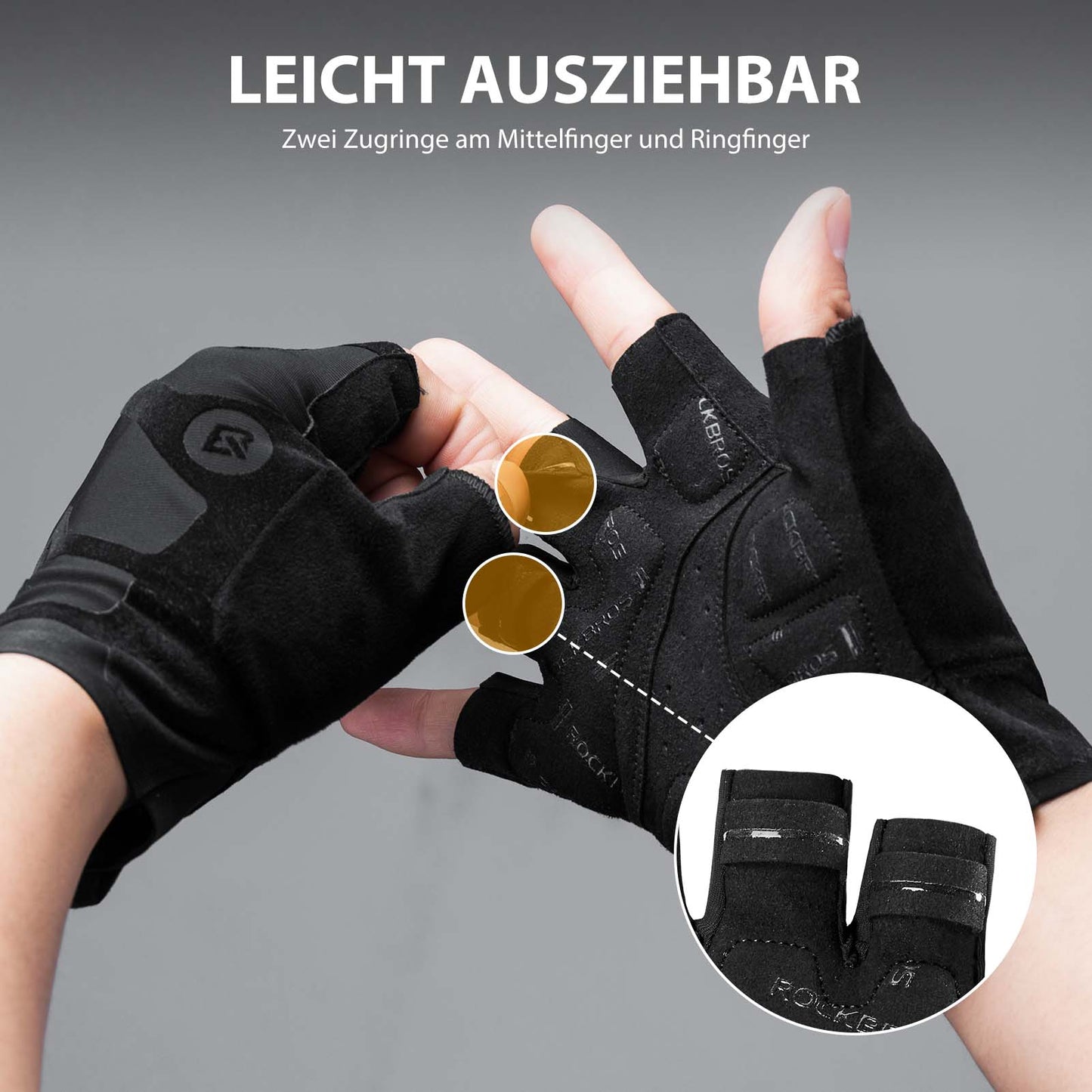 Halbfinger-Radhandschuhe stoßdämpfend und rutschfest Unisex ROCKBROS