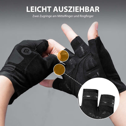 Halbfinger-Radhandschuhe stoßdämpfend und rutschfest Unisex ROCKBROS