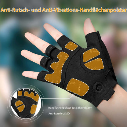 Halbfinger-Radhandschuhe stoßdämpfend und rutschfest Unisex ROCKBROS