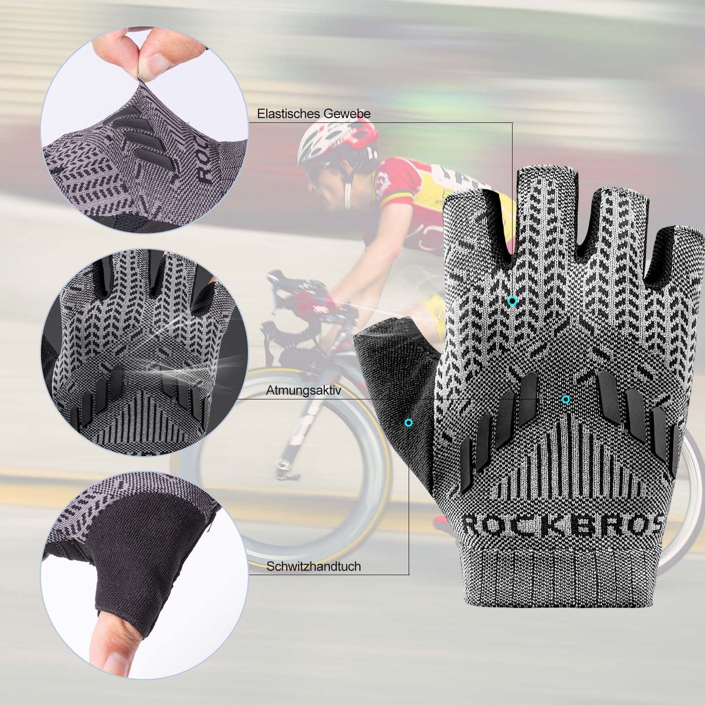 Half Finger Shock Absorbing Cycling Handschuhe Sommer Herren ROCKBROS