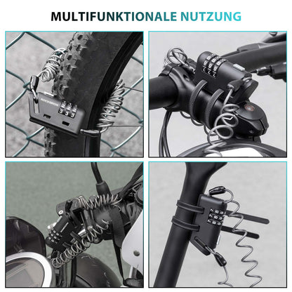 Helm schloss 150 cm Zahlenschloss 3-stellig Zahlencode ROCKBROS