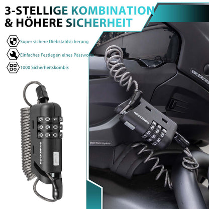 Helm schloss 150 cm Zahlenschloss 3-stellig Zahlencode ROCKBROS