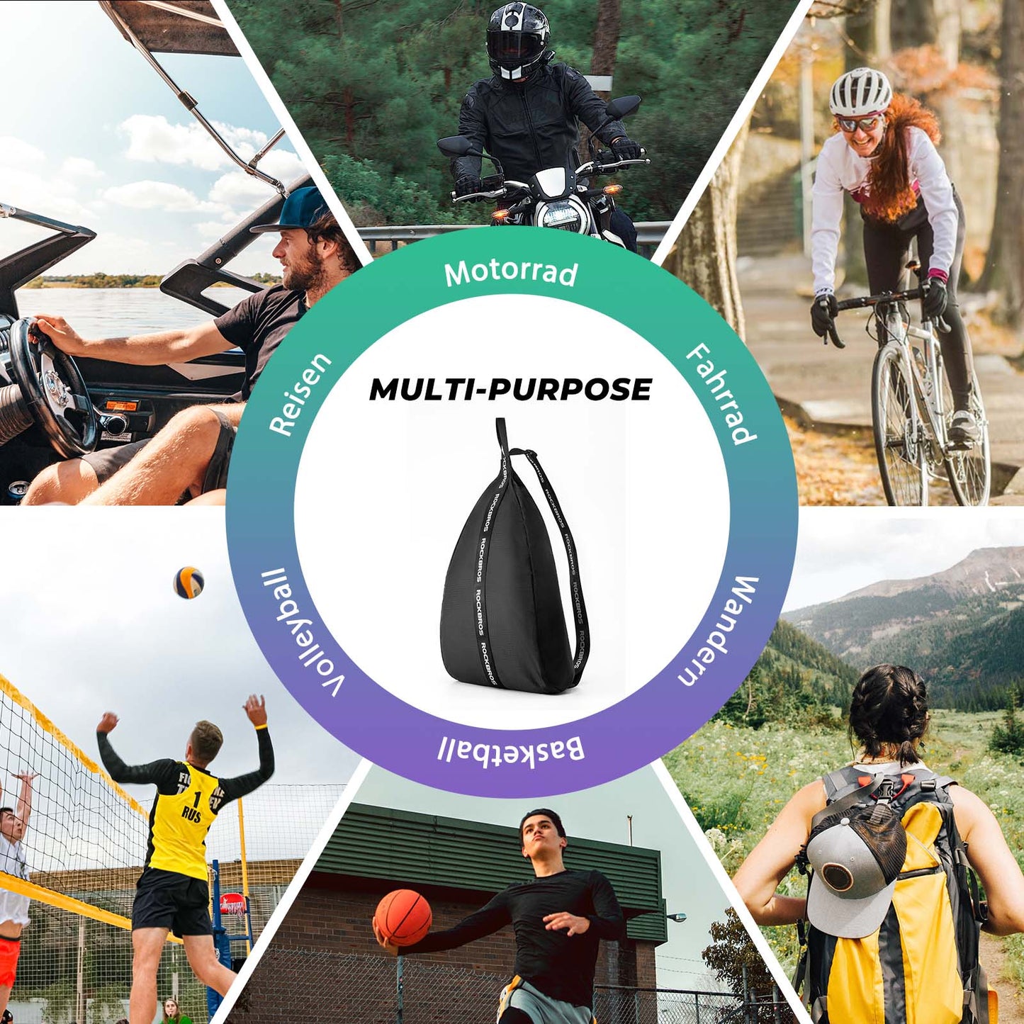 Helmtasche Motorrad Helmbeutel Einstellbarer Schultergurt ROCKBROS