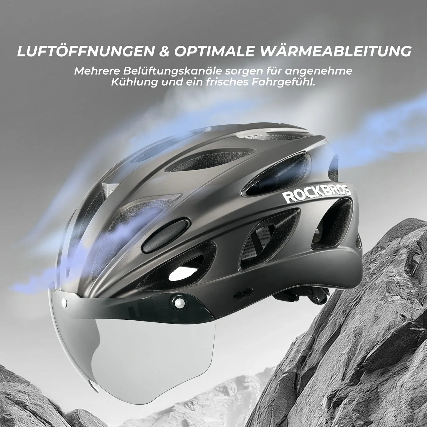 Kinder Fahrradhelm mit integrierter abnehmbarer Magnetbrillen & Visier ROCKBROS