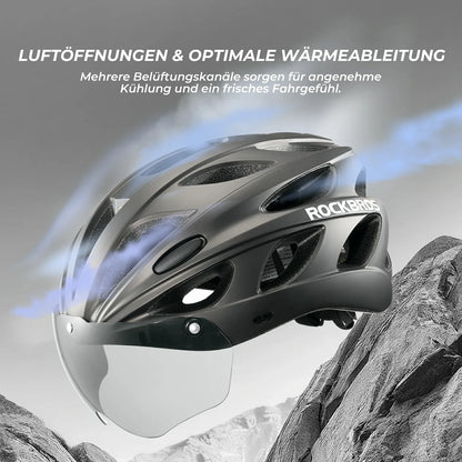 Kinder Fahrradhelm mit integrierter abnehmbarer Magnetbrillen & Visier ROCKBROS