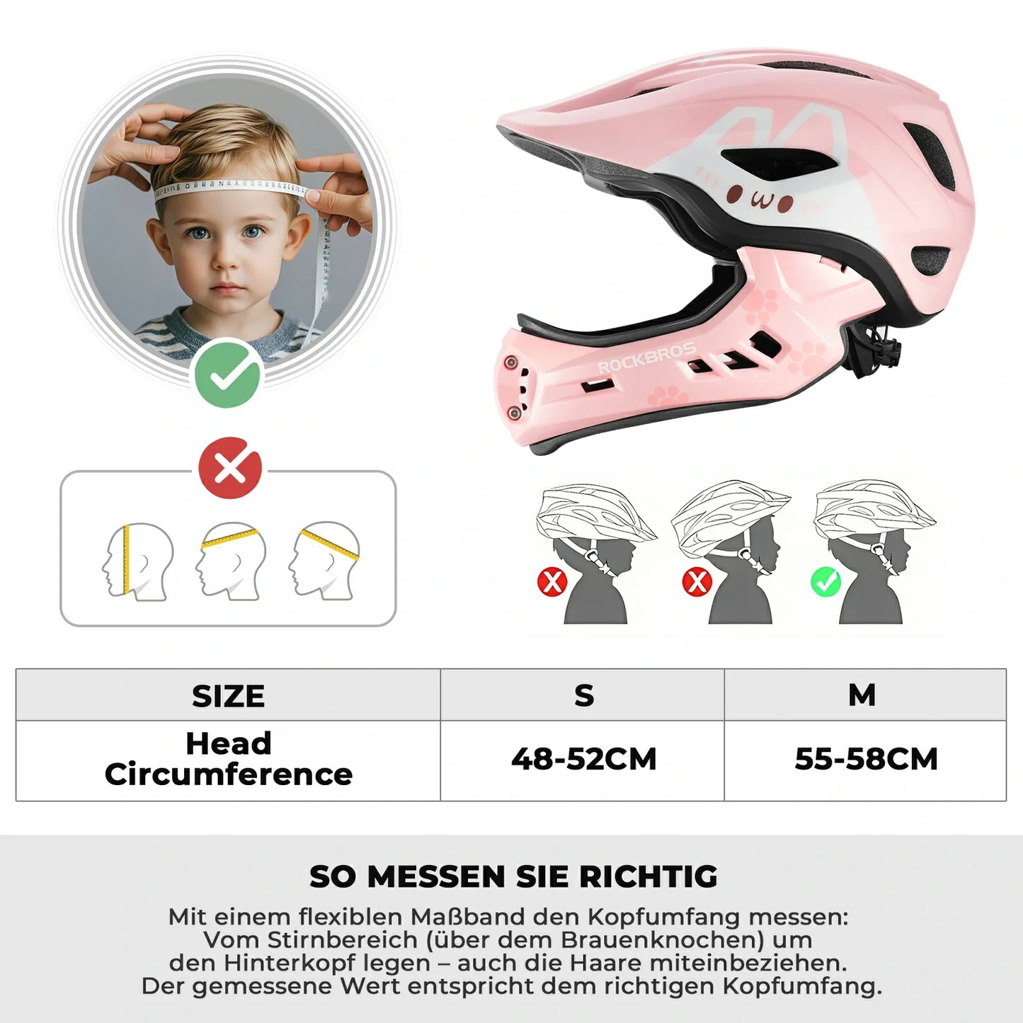 Kinderhelm Cartoon Integralhelm mit abnehmbarem Kinnschutz ROCKBROS