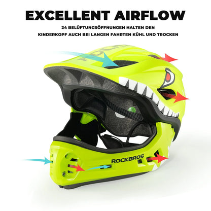 Kinderhelm Cartoon Integralhelm mit abnehmbarem Kinnschutz ROCKBROS