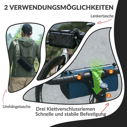 Lenkertasche Multifunktionale Fahrradlenkertasche mit Schultergurt 1,5L ROCKBROS