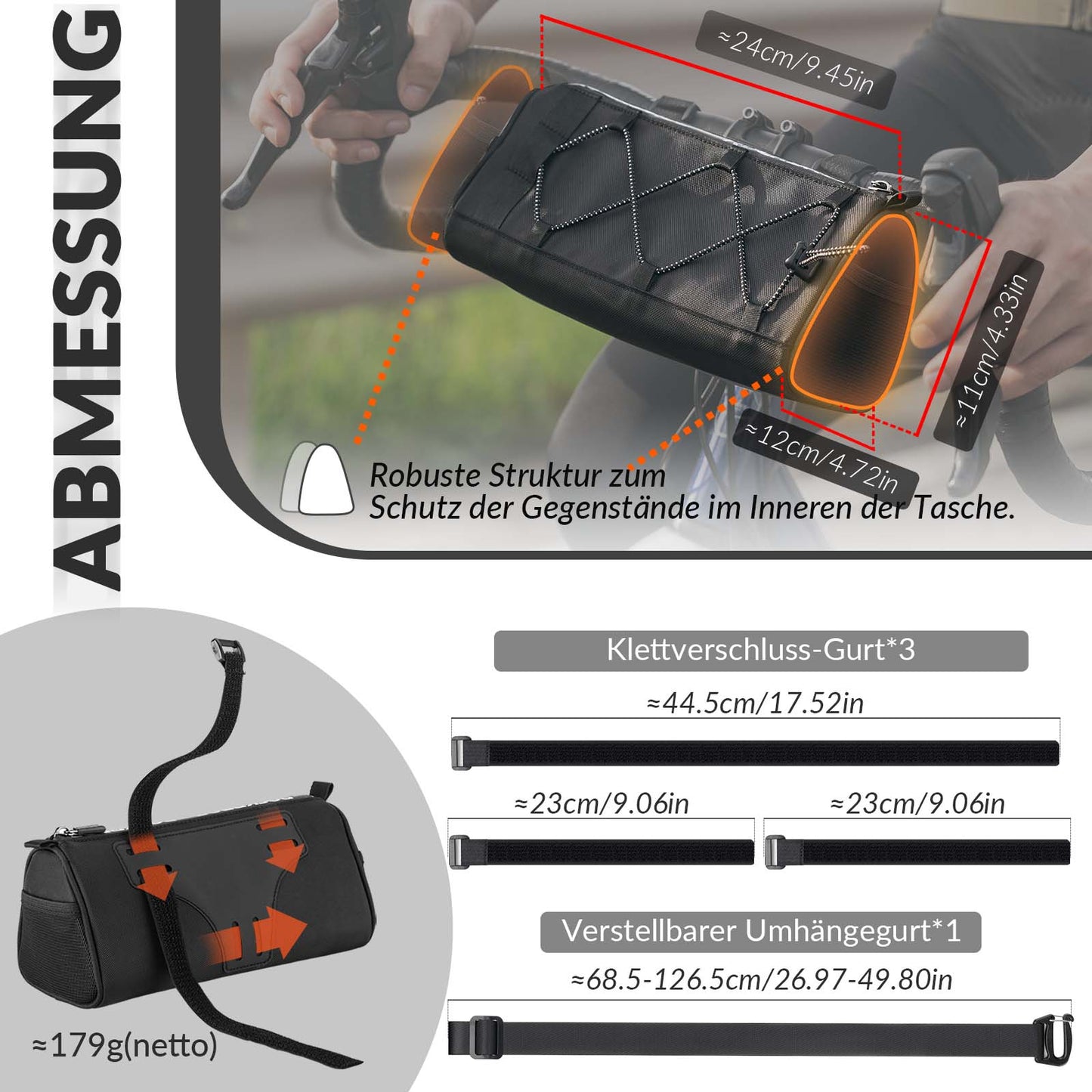 Lenkertasche Multifunktionale Fahrradlenkertasche mit Schultergurt 1,5L ROCKBROS