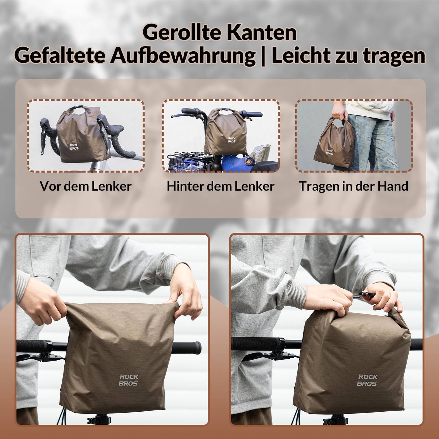 Lenkertasche Wasserdichte Fahrradkorb Fronttasche Einstellbar 2,5L-4L ROCKBROS