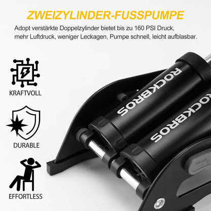 Luftpumpe Fußpumpe mit Doppelzylinder Manometer ROCKBROS