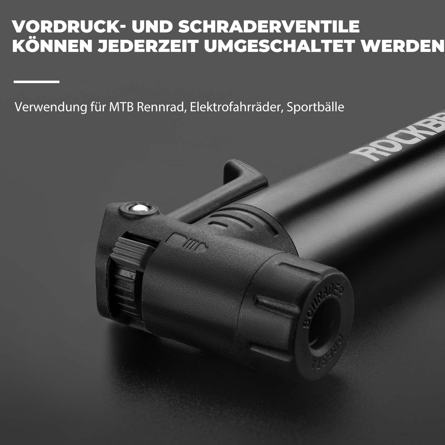 Mini Fahrrad Luftpumpe mit Ratschenschlüssel 80 PSI Aluminium ROCKBROS