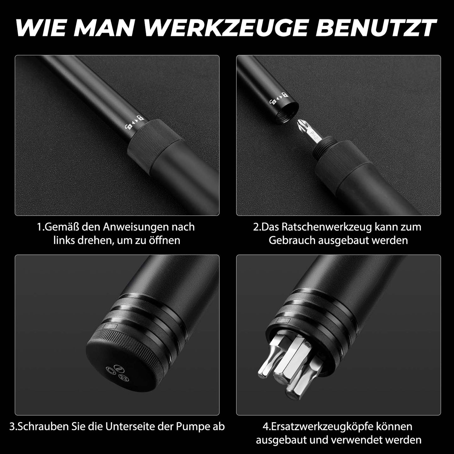 Mini Fahrrad Luftpumpe mit Ratschenschlüssel 80 PSI Aluminium ROCKBROS