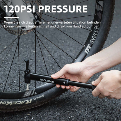 Mini Fahrrad Luftpumpe mit Ratschenschlüssel 80 PSI Aluminium ROCKBROS