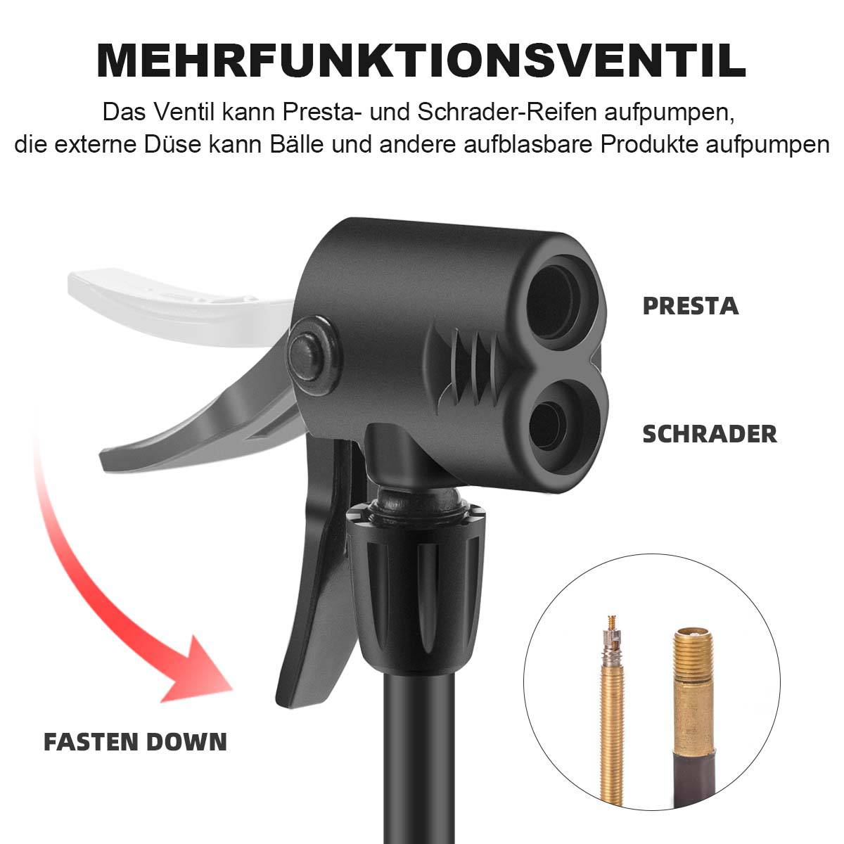 Mini Fußpumpen Luftpumpe mit Manometer ROCKBROS
