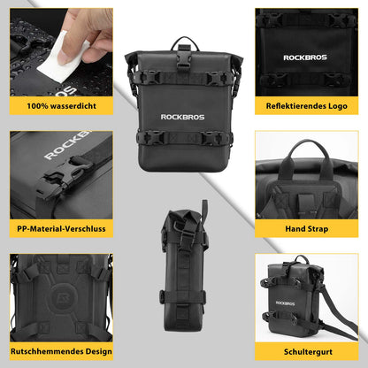 Motorrad Seitentasche wasserdicht Gepäckträgertasche 5L Schwarz ROCKBROS