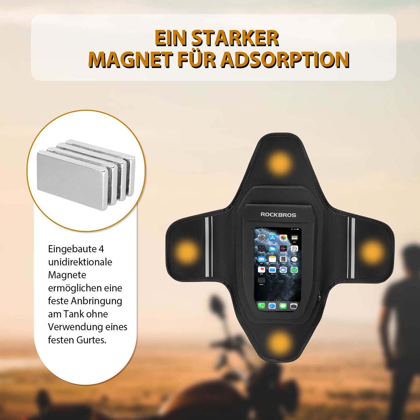 Motorrad Tankrucksack Wasserdichter Magnet Tanktasche Schwarz ROCKBROS