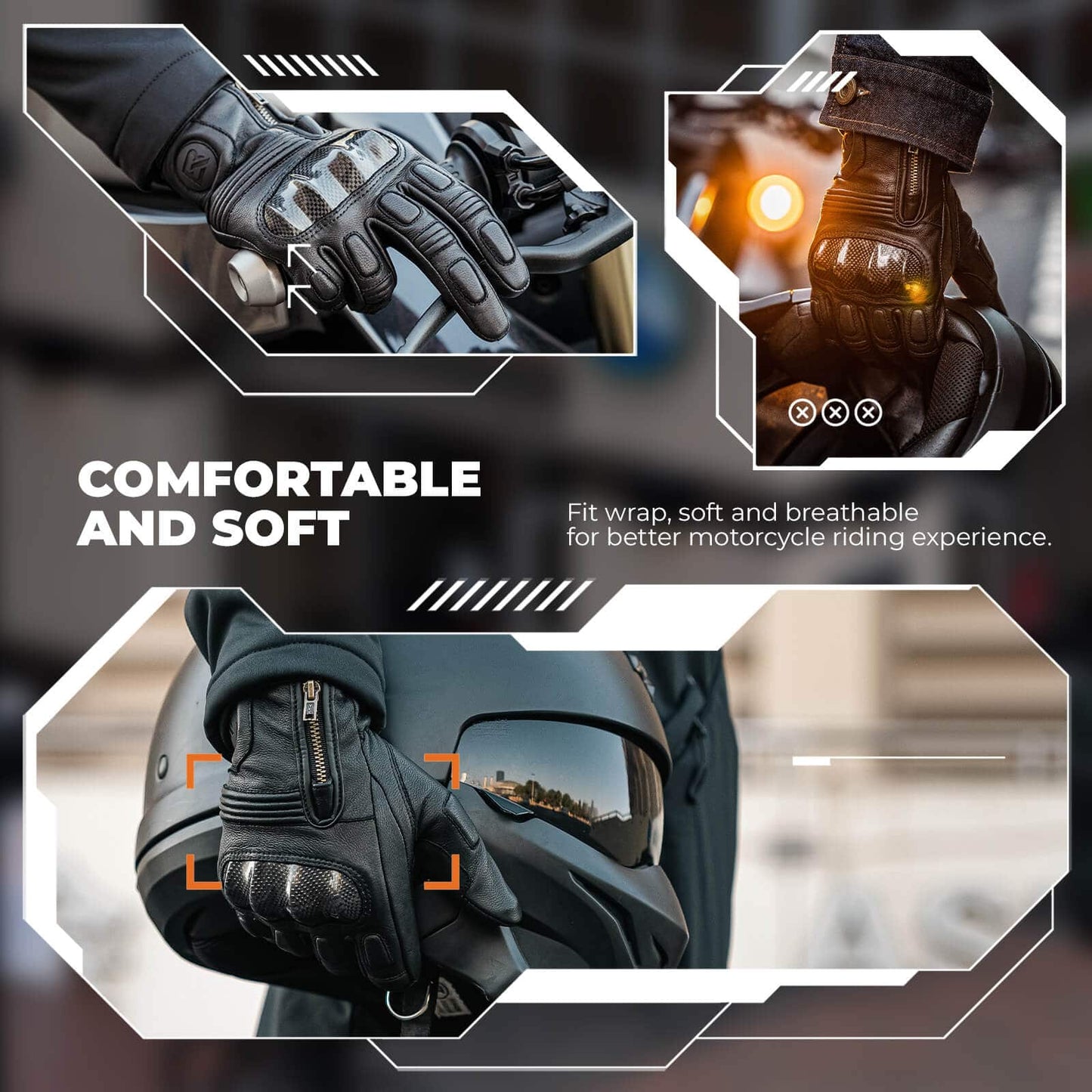 Motorradhandschuhe Touchscreen Leder Vollfinger Handschuhe Amtungsaktiv ROCKBROS
