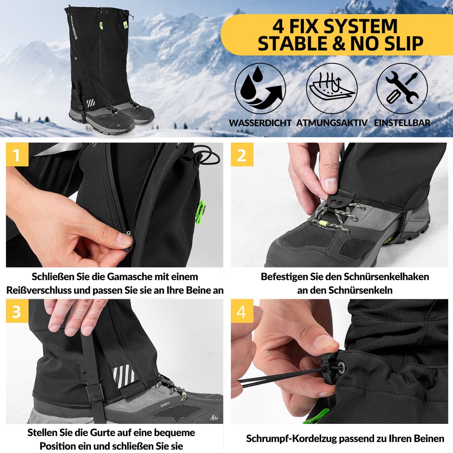 Outdoor Gamaschen wasserdichte Schnee Gaiter Herren-Damen ROCKBROS