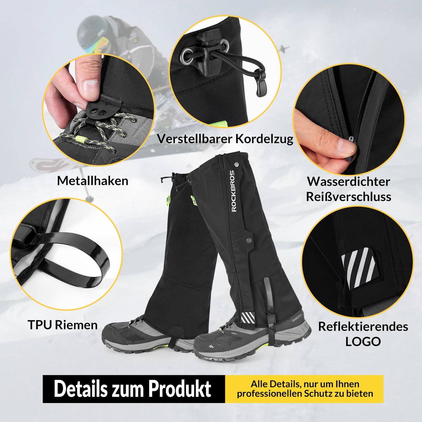 Outdoor Gamaschen wasserdichte Schnee Gaiter Herren-Damen ROCKBROS