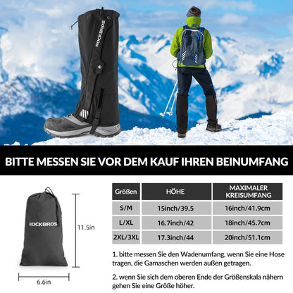 Outdoor Gamaschen wasserdichte Schnee Gaiter Herren-Damen ROCKBROS