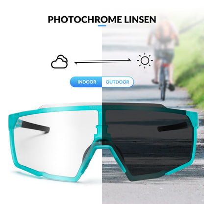 Photochrome Brille HD Fahrradbrille für Outdoor-Aktivitäten Blau ROCKBROS