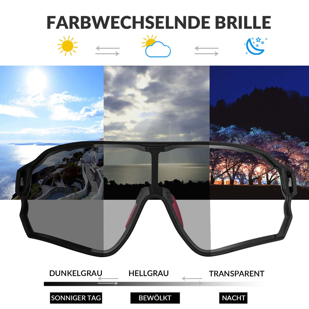 ROCKBROS Dynamische Radbrille mit UV400-Sonnenfilter