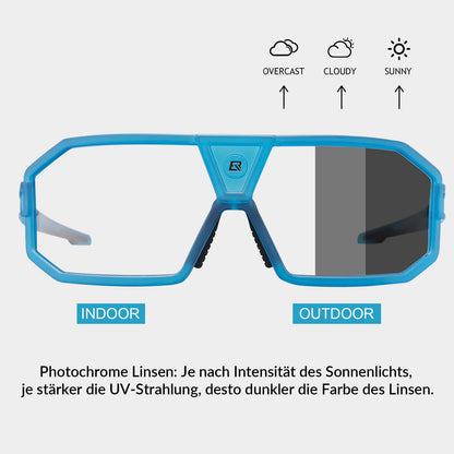 Photochrome Sonnenbrille UV400-Schutz Fahrradbrille Unisex Blau ROCKBROS