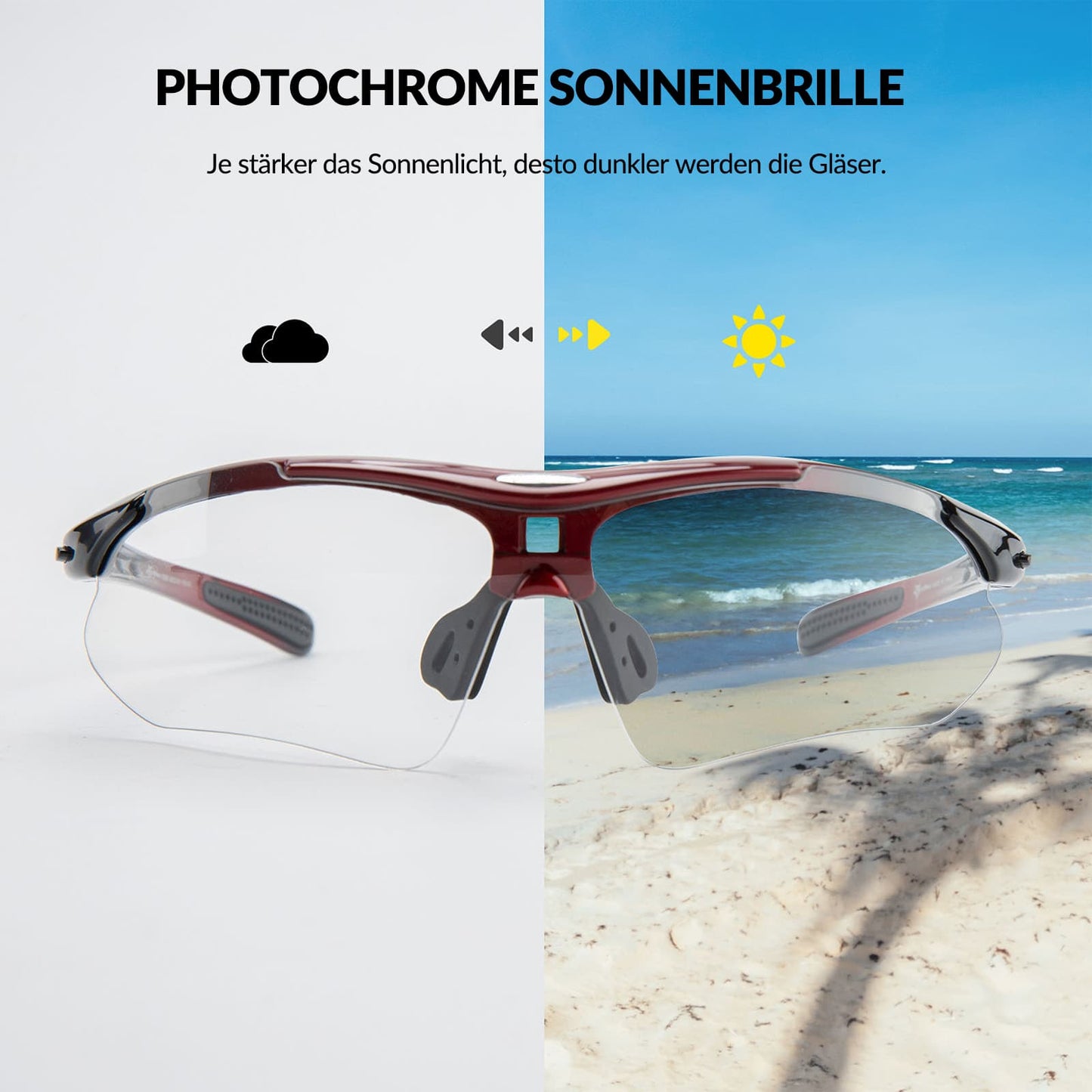 Photochromic Sportbrillen Mit Austauschbarem Elastischem Stirnband ROCKBROS