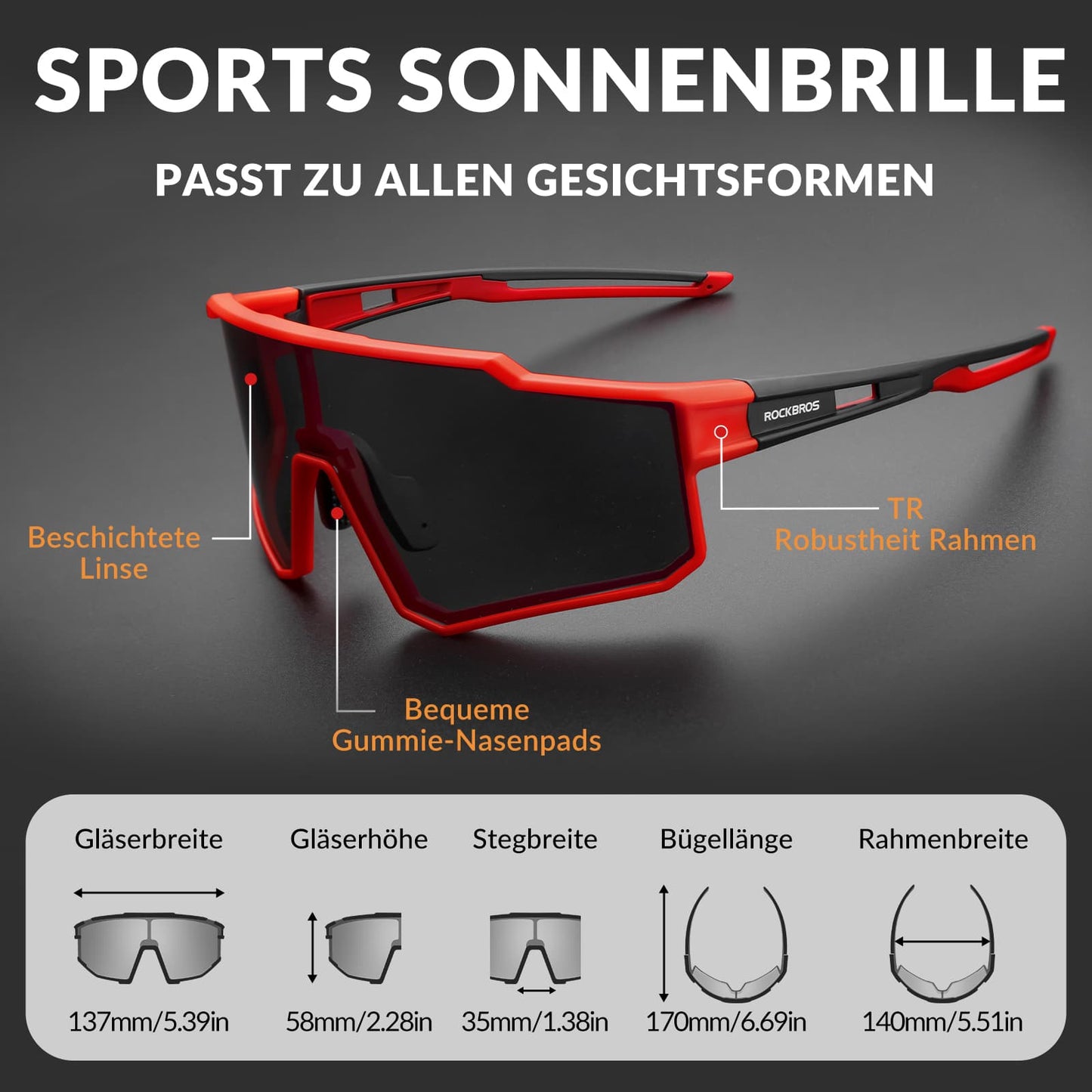 Polarisiert Fahrradbrille Sport Sonnenbrille für Outdoorsport ROCKBROS