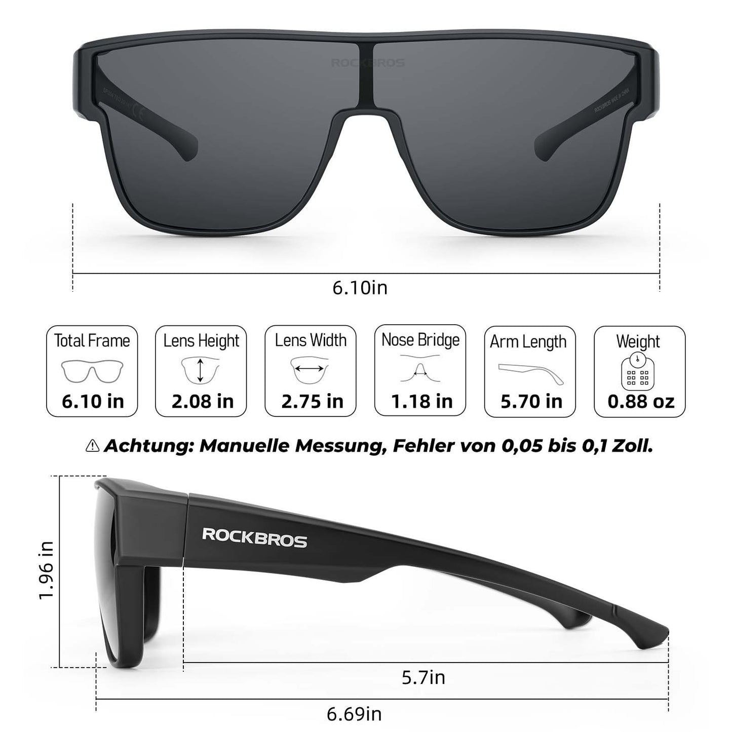 Polarisierte Fahrradbrille Kurzsichtbrille Überbrille Unisex Sportbrille ROCKBROS