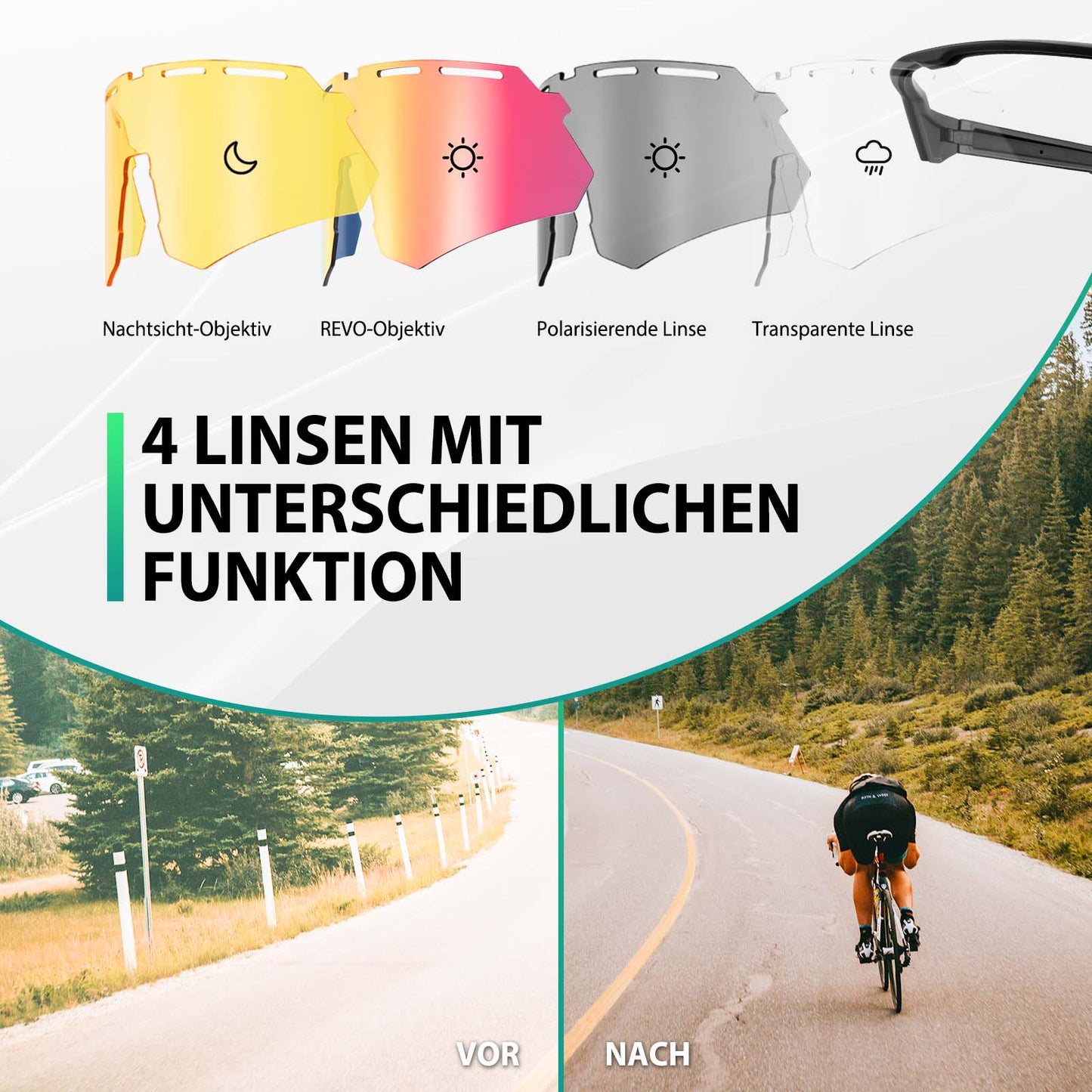 Polarisierte Fahrradbrille mit 4 Wechselgläser ROCKBROS