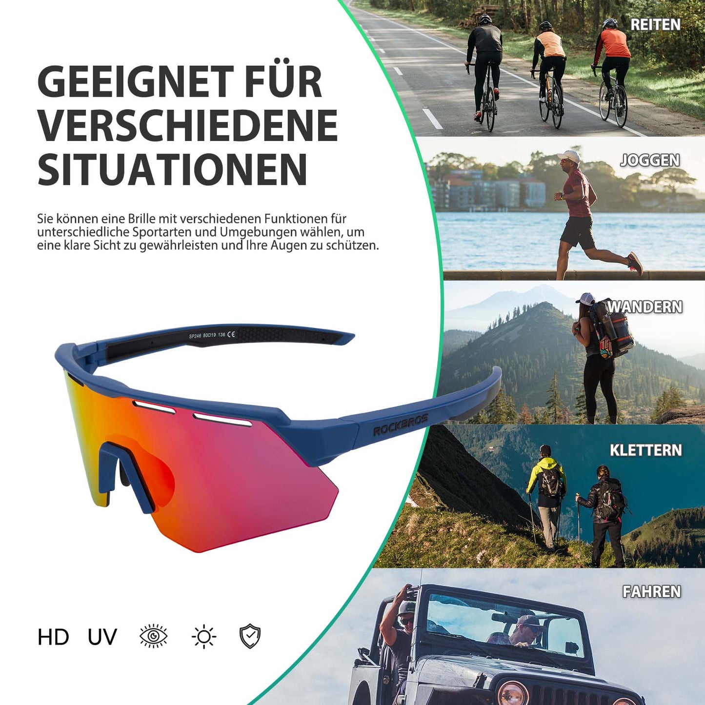 Polarisierte Fahrradbrille mit 4 Wechselgläser ROCKBROS