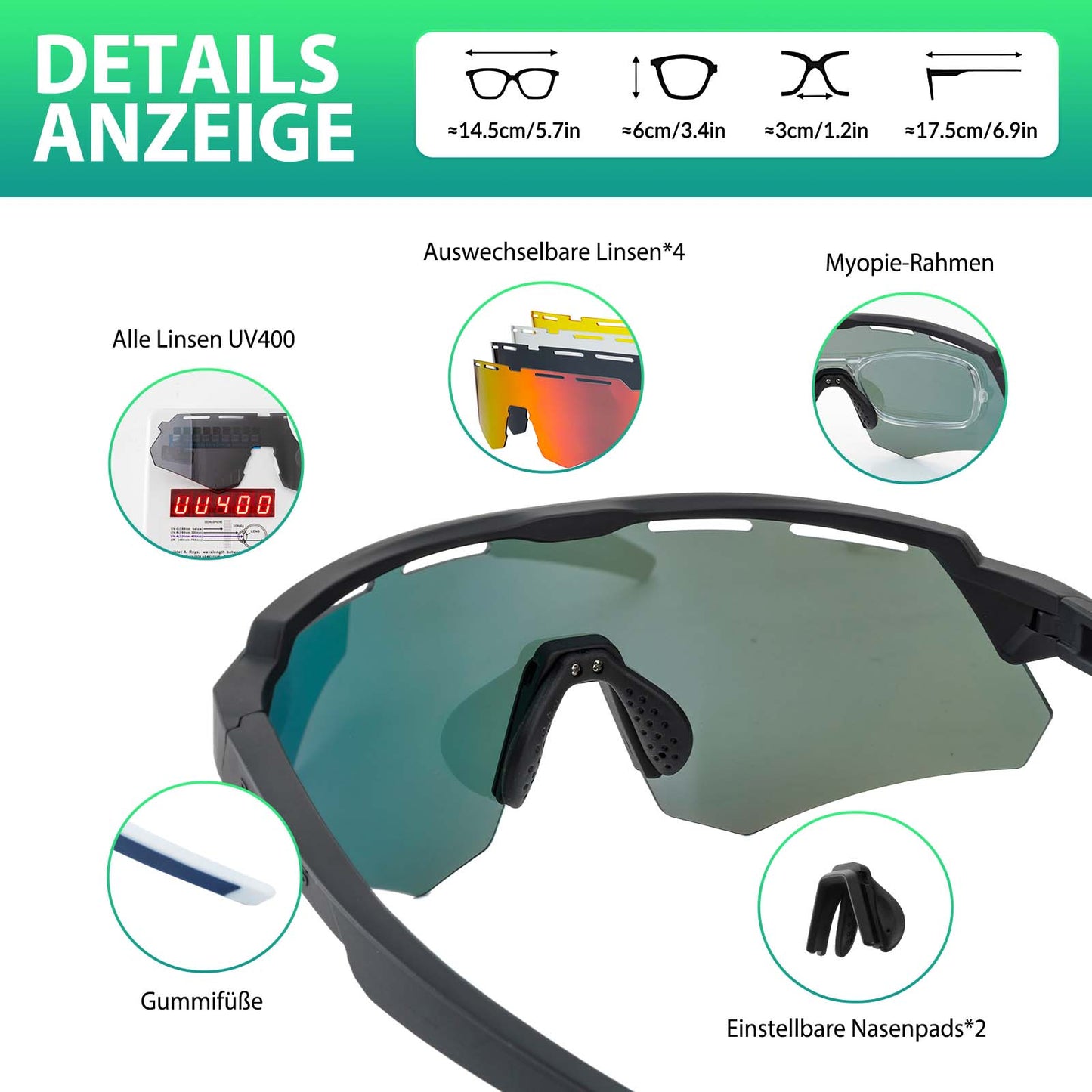 Polarisierte Fahrradbrille mit 4 Wechselgläser ROCKBROS