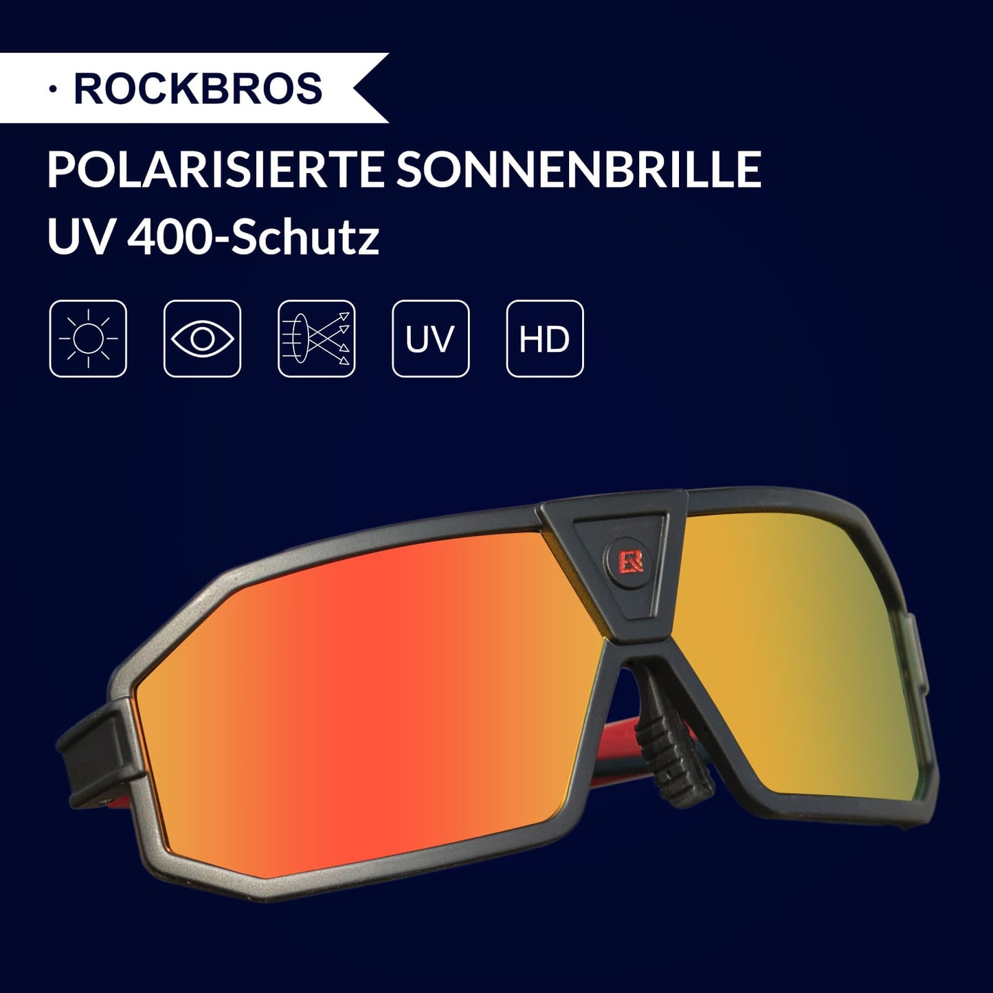 Polarisierte Sonnenbrille Fahrradbrille Unisex Schwarz-Rot ROCKBROS