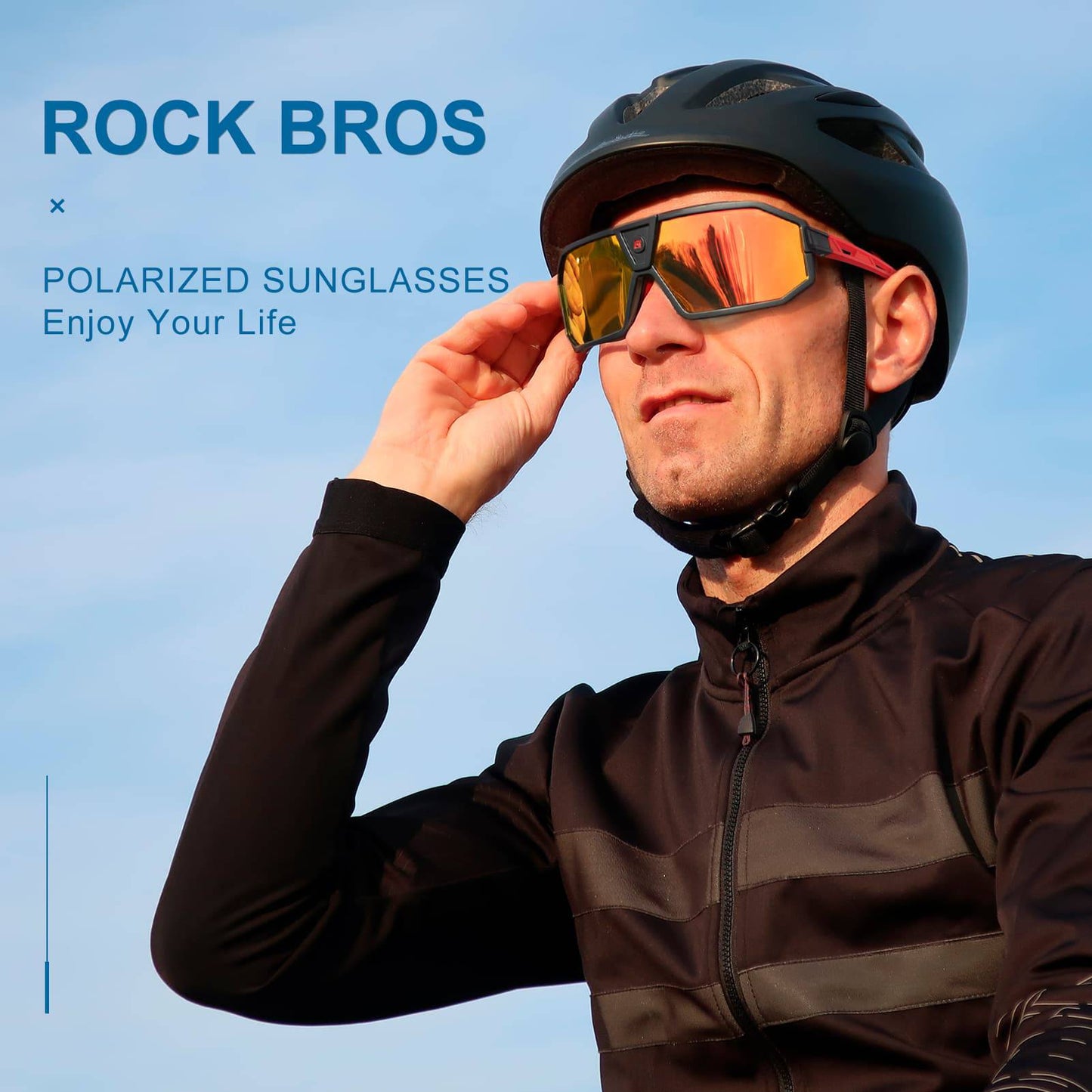 Polarisierte Sonnenbrille Fahrradbrille Unisex Schwarz-Rot ROCKBROS