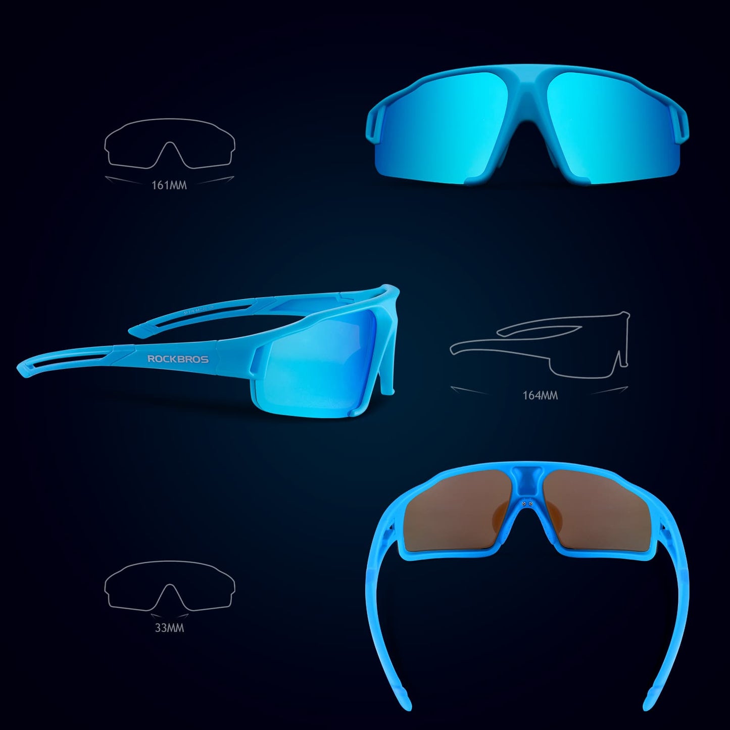 polarisierte Sonnenbrille mit UV400 Schutz Hellblau Unisex ROCKBROS