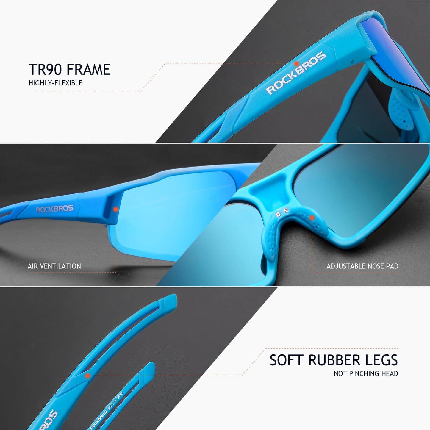 polarisierte Sonnenbrille mit UV400 Schutz Hellblau Unisex ROCKBROS