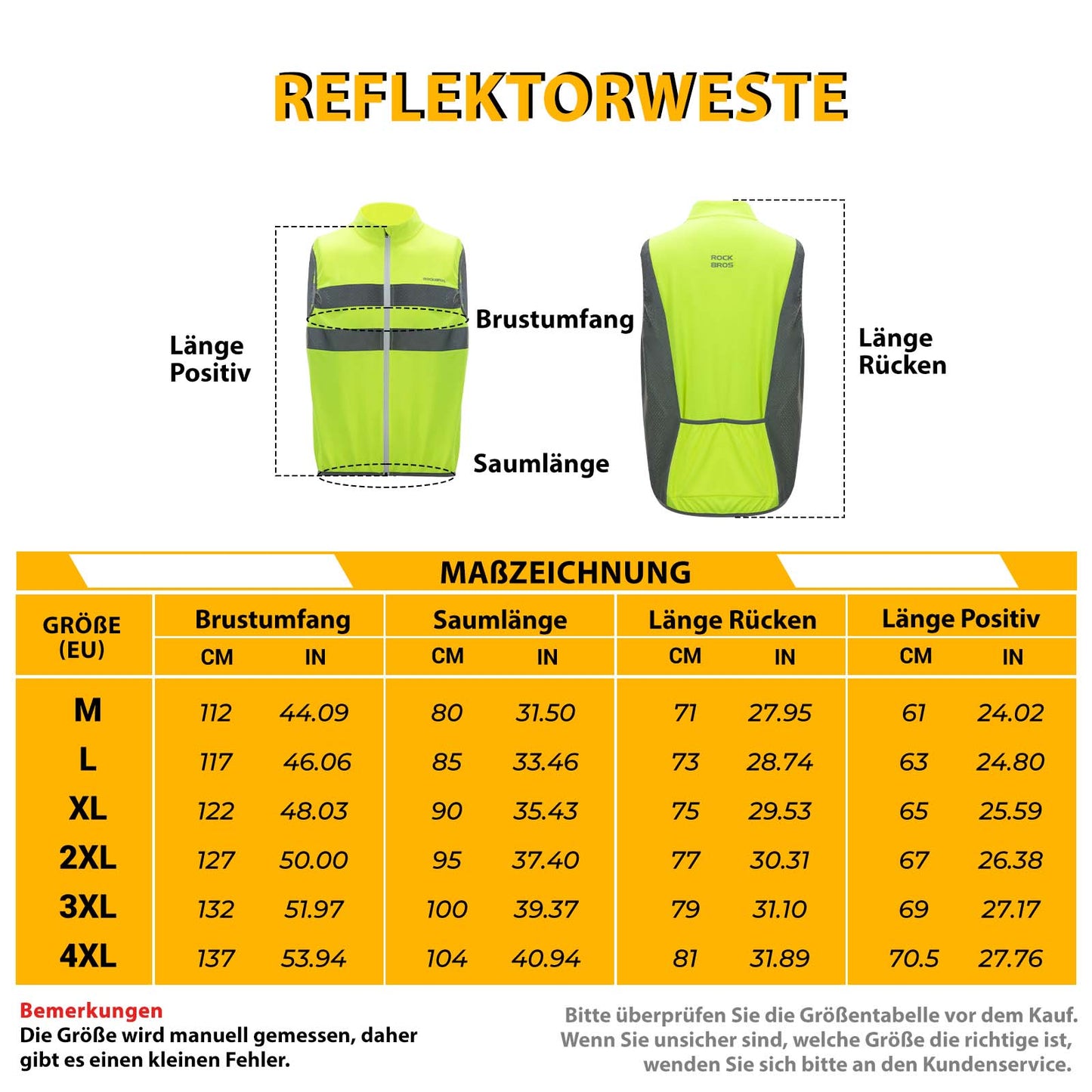 Reflektierende Weste Reiten Sicherheitsweste Fluoreszierend Grün ROCKBROS